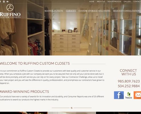 Ruffino Custom Closets Web Design | MDG Marketing Firm | Covington, Louisiana