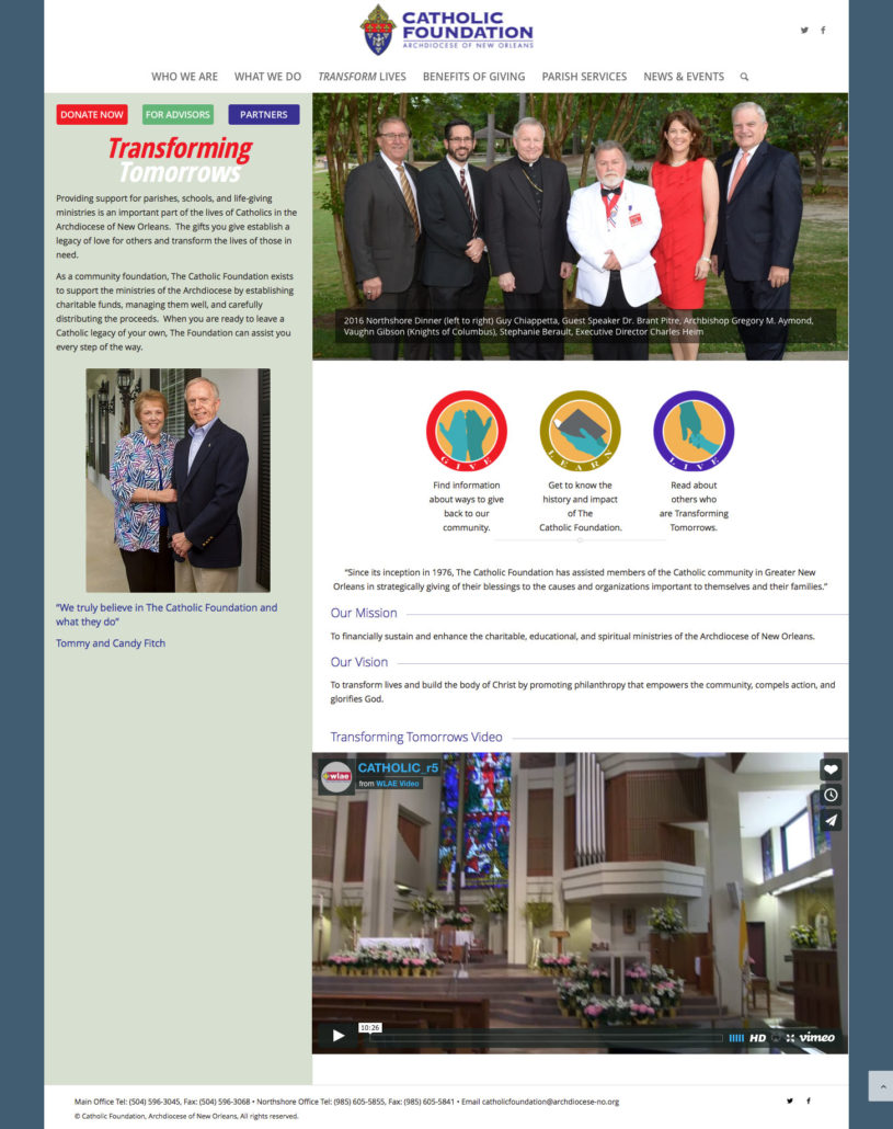Catholic Foundation Website Design | Louisiana | MDG