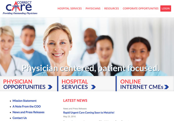 Correct Care Physician Portal Website Design | Louisiana