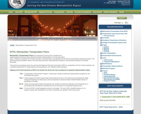 Regional Planning Commision Website Design | Louisiana | MDG