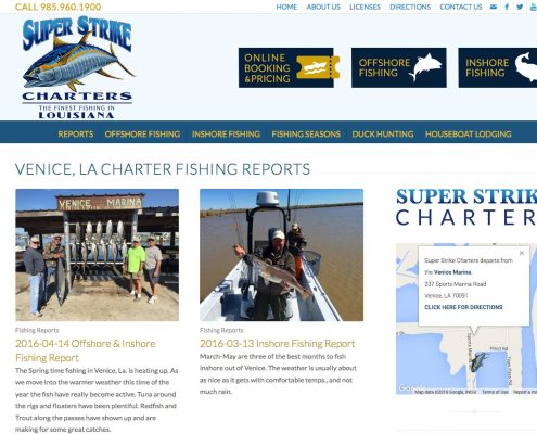Super Strike Charters Louisiana Web Design | MDG